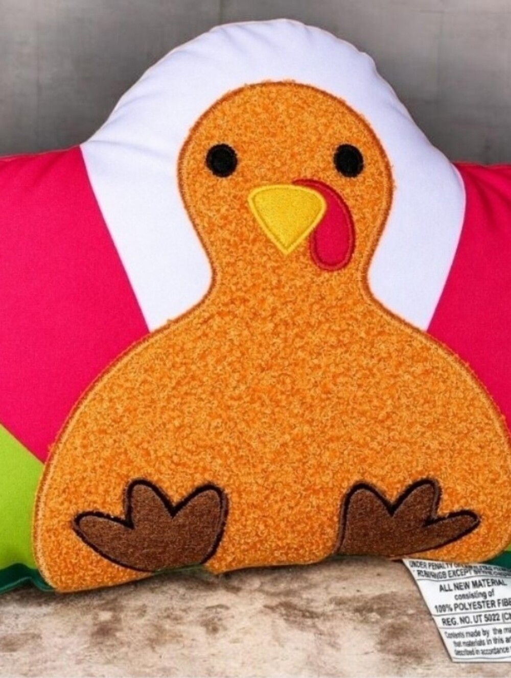 Turkey Plush Pillow Multi Color Fall Decor New With Tags
